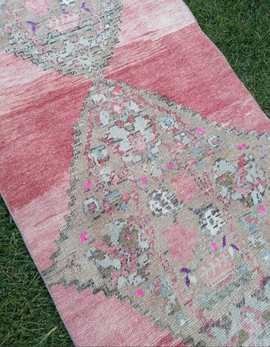 Pastel color runner rug Antique rug runners Vintage Etsy