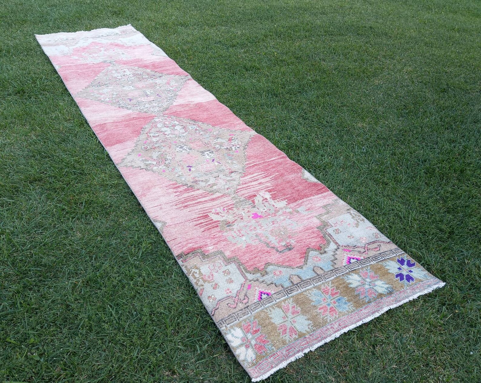 Pastel color runner rug Antique rug runners Vintage Etsy