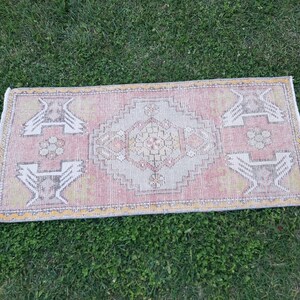 Faded Pink Bath Mat Vintage Small Rug Oushak Antique Rug - Etsy