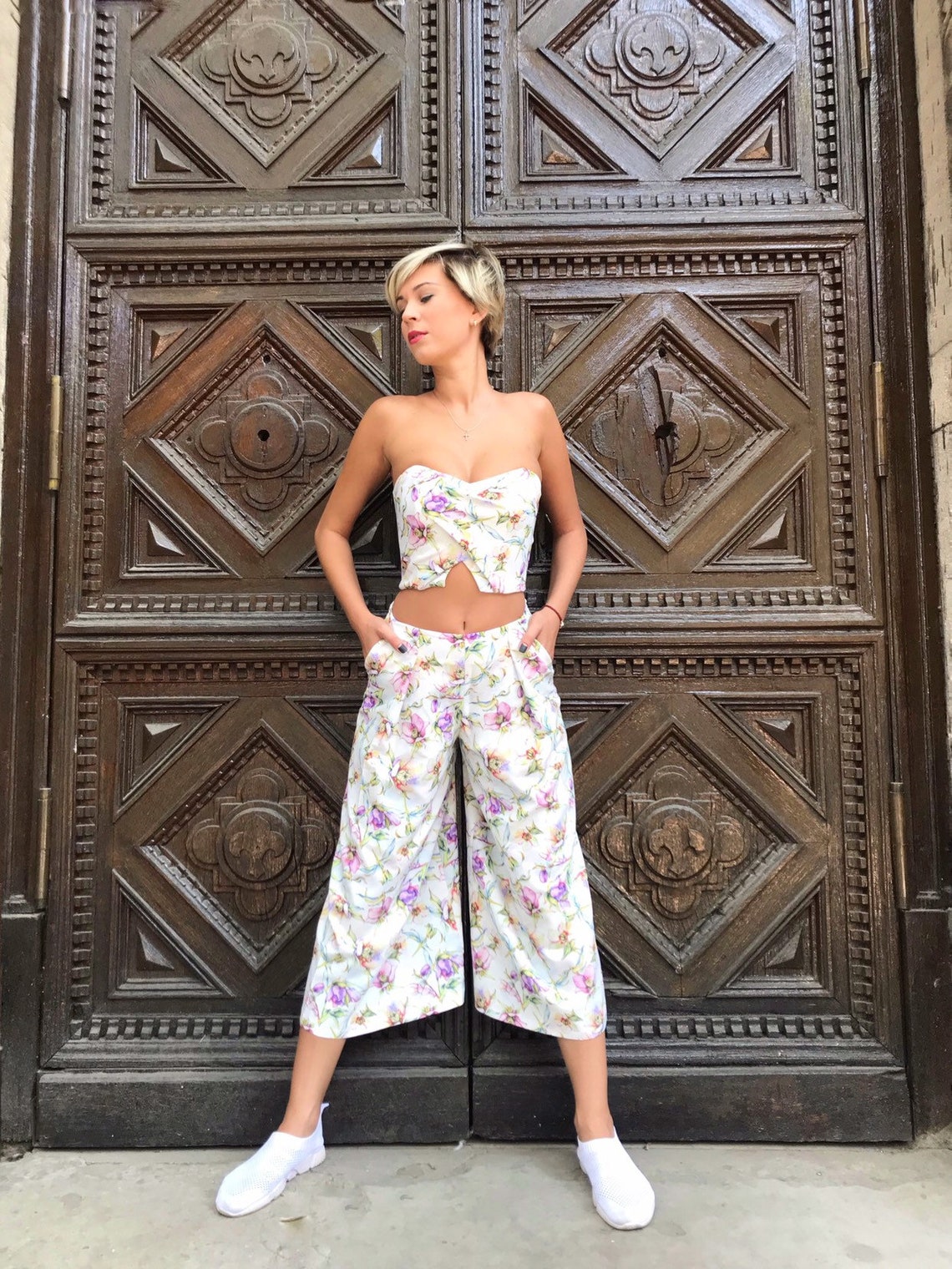 Women's summer suit Flirty set Gift for her Skirt pants Etsy