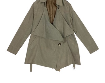 Vintage Alexander McQueen Drape Short Trench Coat Beige Made in Italy Women’s Medium Size Rare