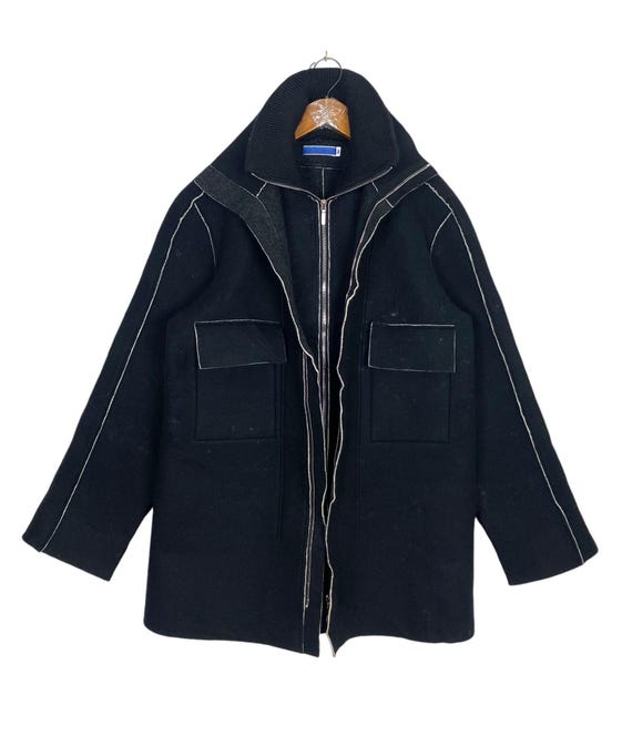 Vintage 90's NUMBER (N)INE Outerwear Wool Coat Blue Tag Riri Zip