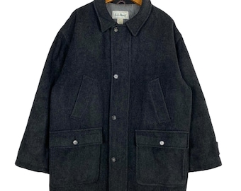 Vintage 1980s LL Bean Full Length Wool Jacket / Wool Pattern