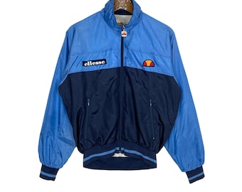 90'sエレッセellesseブルドッグLサイズ青ブルー ハーフジップ