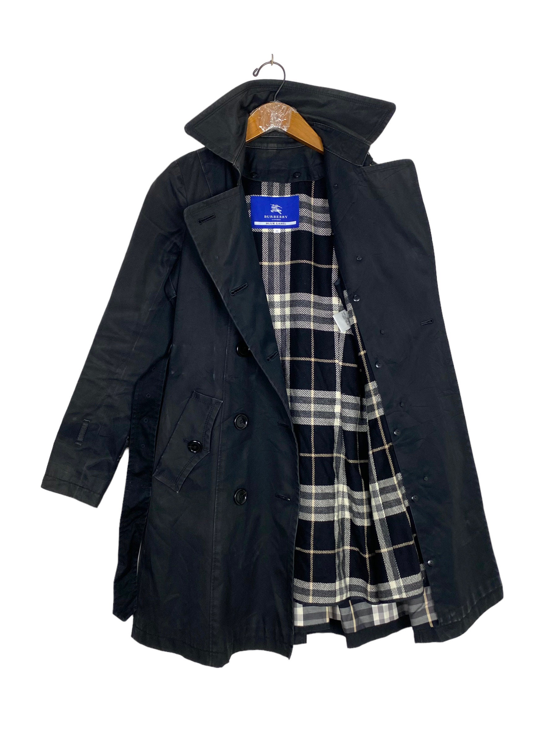 ✨️miyabi✨️ ☆彡Burberry Blue Label Trench BURBERRY BLUE LABEL Trench Coat, Black, Excellent Condition