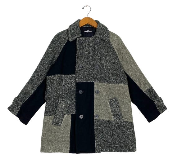 Vintage Comme Des Garcons Tricot Patchwork Wool Coat Made in Japan