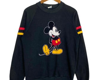 Vintage Disney Micky Maus Sweatshirt Stickerei Großes Logo Made in USA Herren Kleine Größe Selten