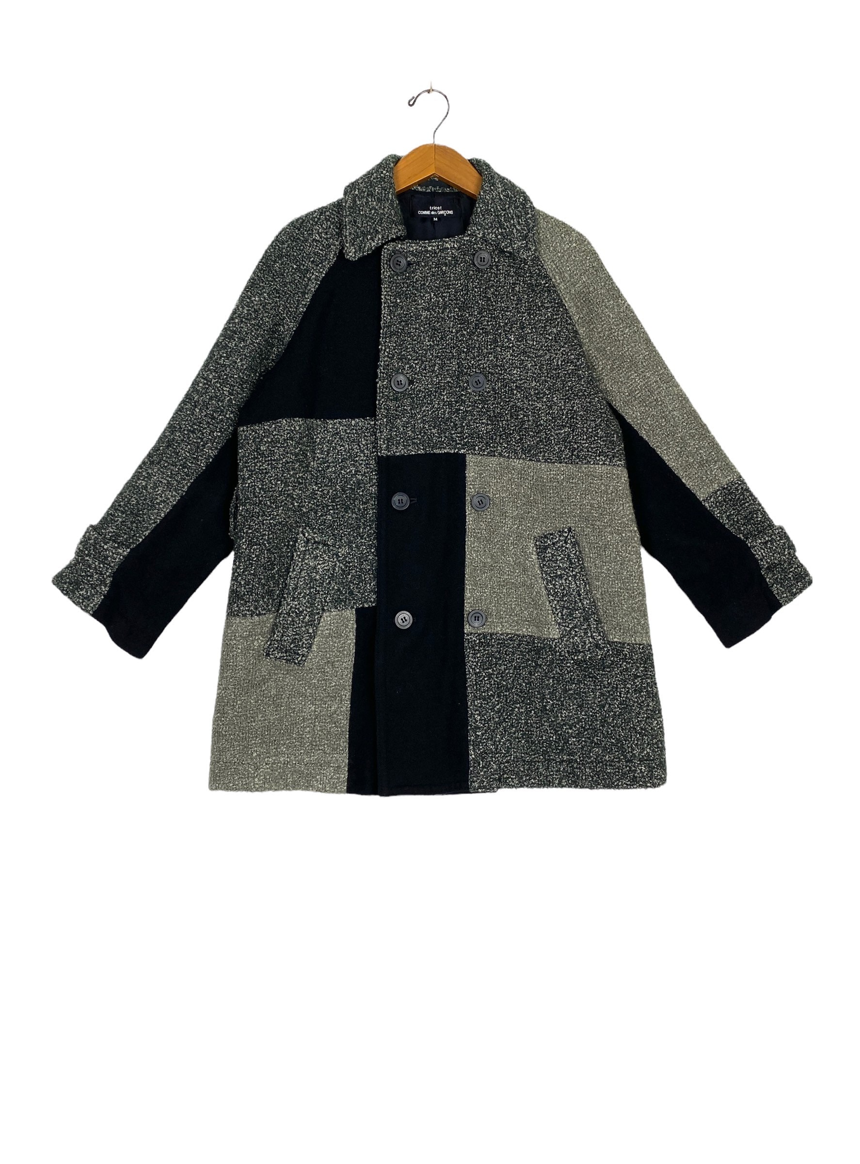 Vintage Comme Des Garcons Tricot Patchwork Wool Coat Made in Japan