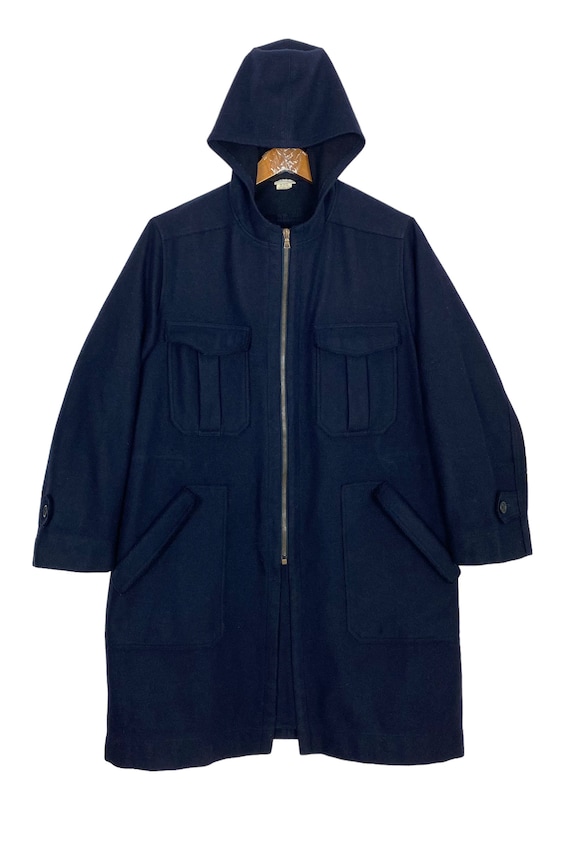 Vintage Dries Van Noten Wool Military Coat Hoodie Made in Belgium 