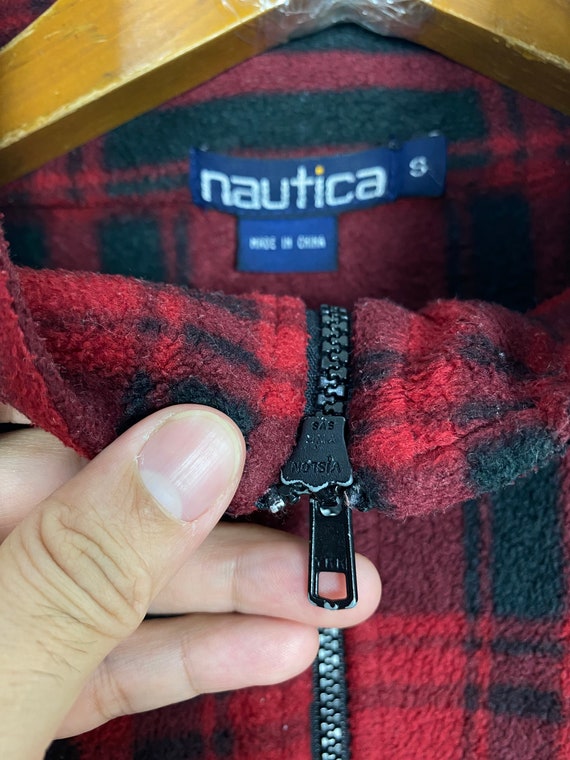 Vintage Nautica Tartan Fleece Small Logo Men’s Sm… - image 5