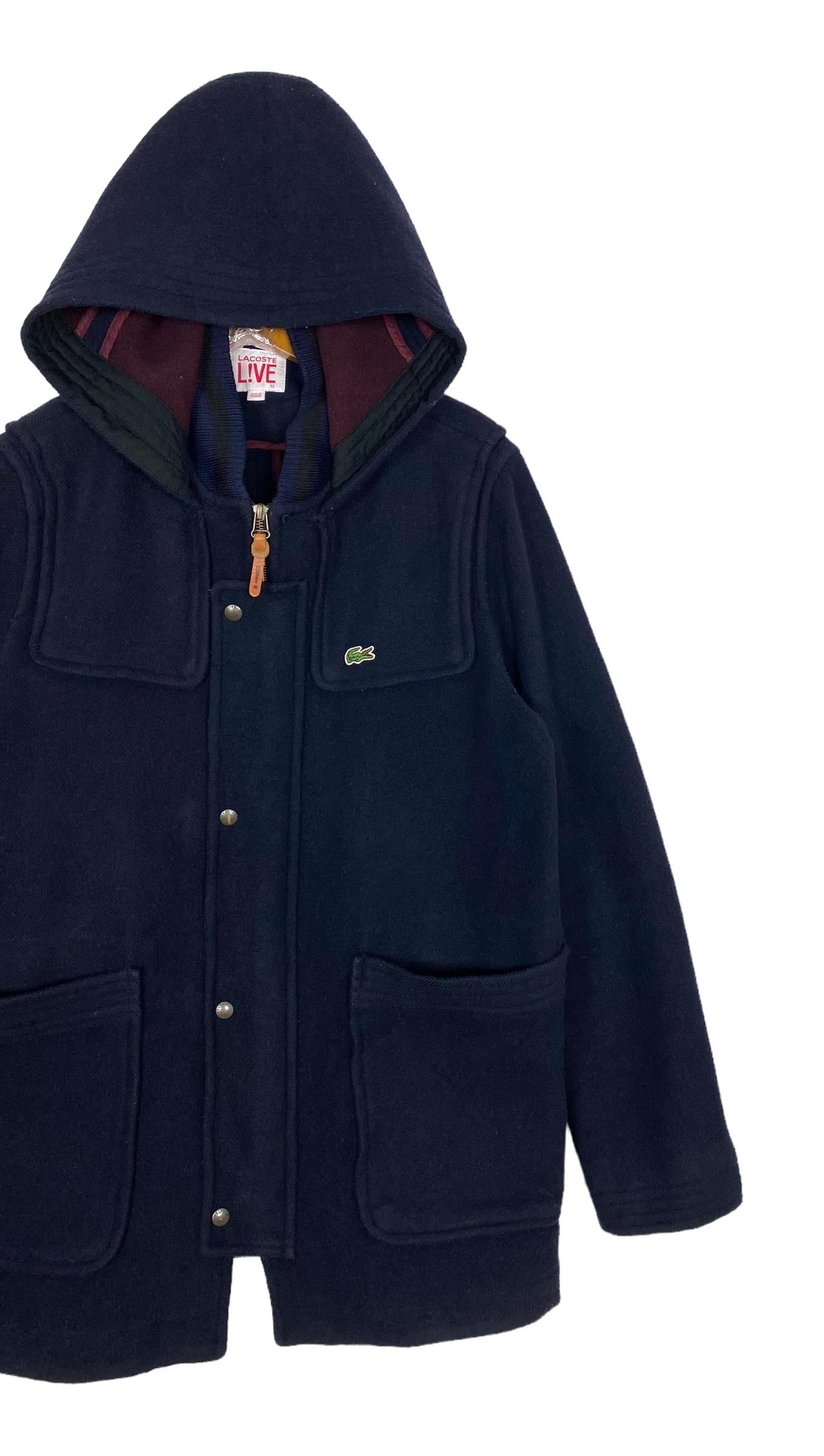 Vintage Lacoste Live Duffle Coat Hoodie Small Logo Men's Medium