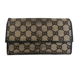 Vintage Gucci GG Long Wallet Leather Canvas Made in Italy Men’s Wallet