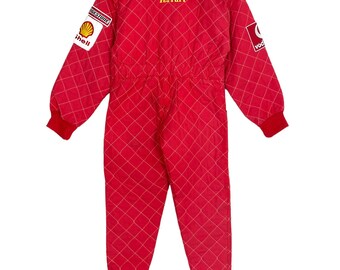 Vintage 90's Ferrari Racing Suit Overall Boys Age 7-8 Tag
