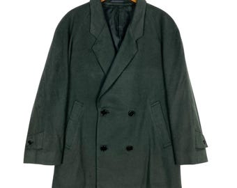 Vintage YSL Yves Saint Laurent Pour Homme Men's Trench Coat Gray