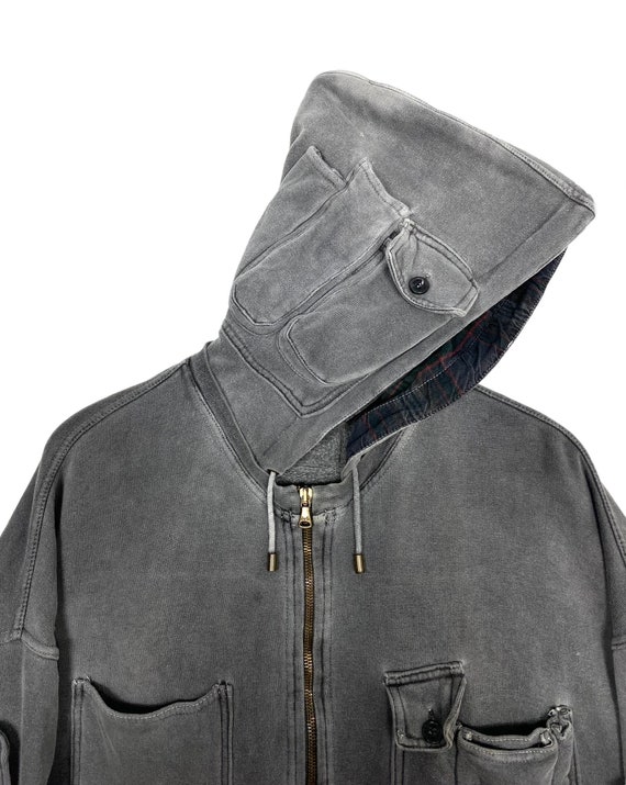 archive Multi pocket Leather zip hoodie