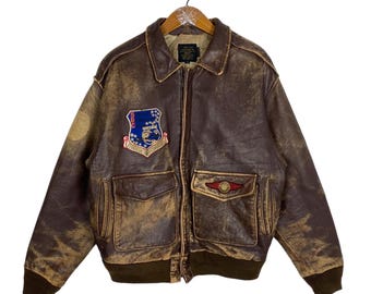 Vintage 80s AVIREX Type A2 Sack Time Leather Flyers Bomber