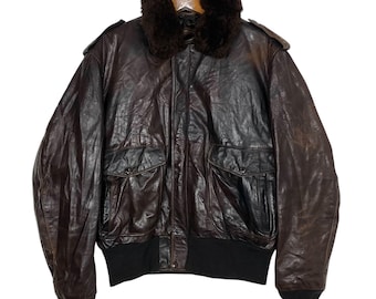 70s Schott Mens 34 Thrashed IS 674 MS Leather Flight Bomber