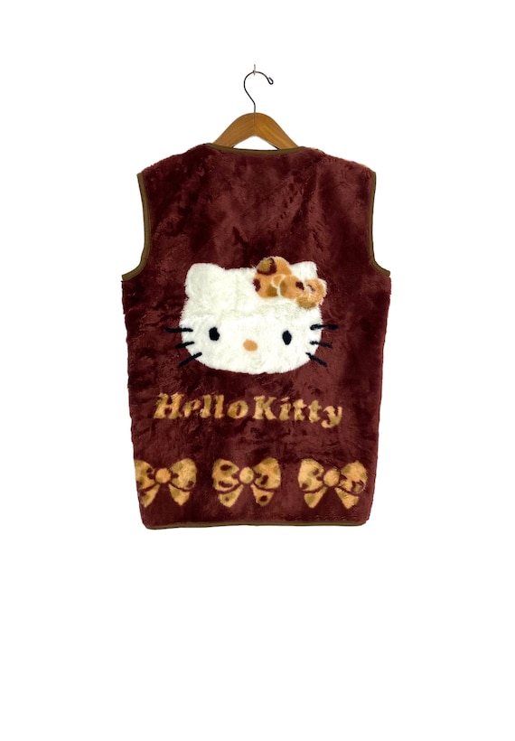 Vintage Hello Kitty Faux Leopard Desig Fur Vest Bi
