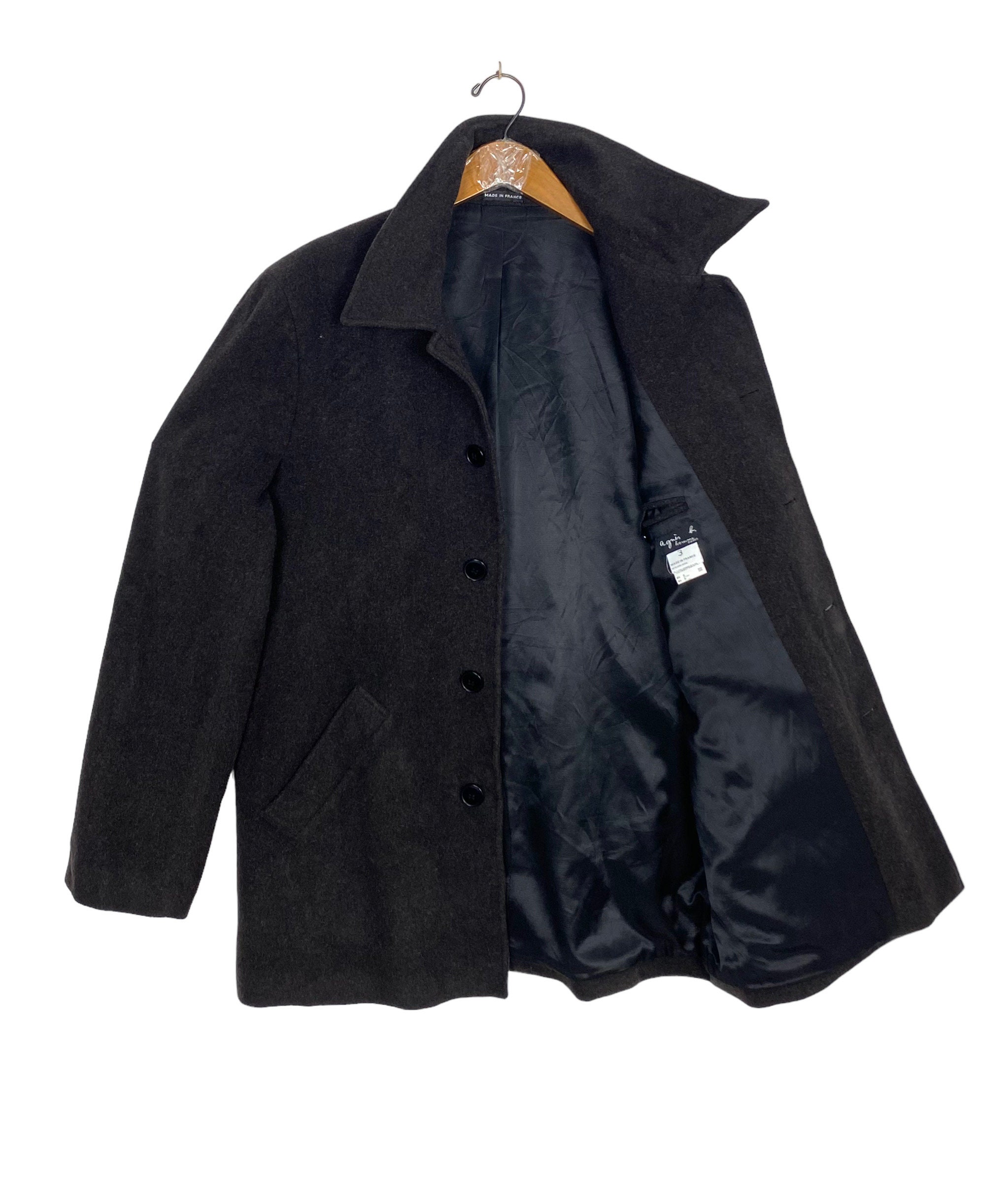 Vintage Agnes B Wool Coat Jacket Made in France Men's Large Vintage Agnes B Wool Coat Jacket Made in France Men's Large