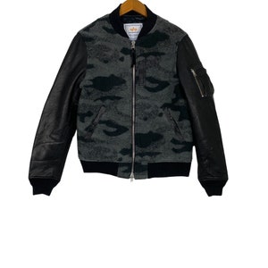 Vintage Alpha Industries Wool Bomber Jacket Camouflage Medium Size