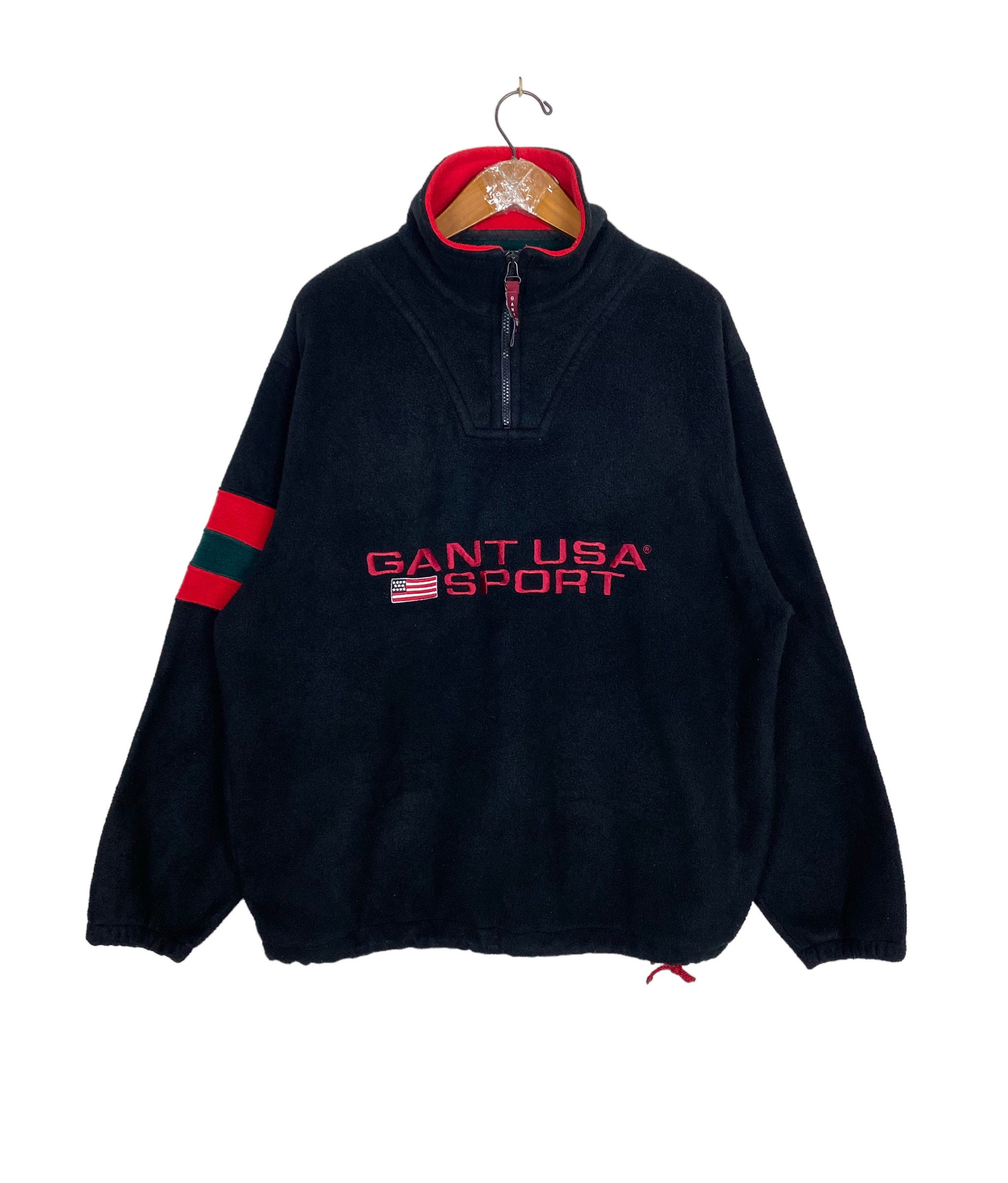 MAGOODGAN ♥ Fleece Big Logo Applique Overfit MantoMan Vintage Gant Sport Usa Fleece Embroidery Big Logo Men's