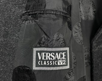 スカイ Italy製 Vintage V2 VERSACE Coat VTG Men Versace Classic V2 Leather Coat Sz L | eBay