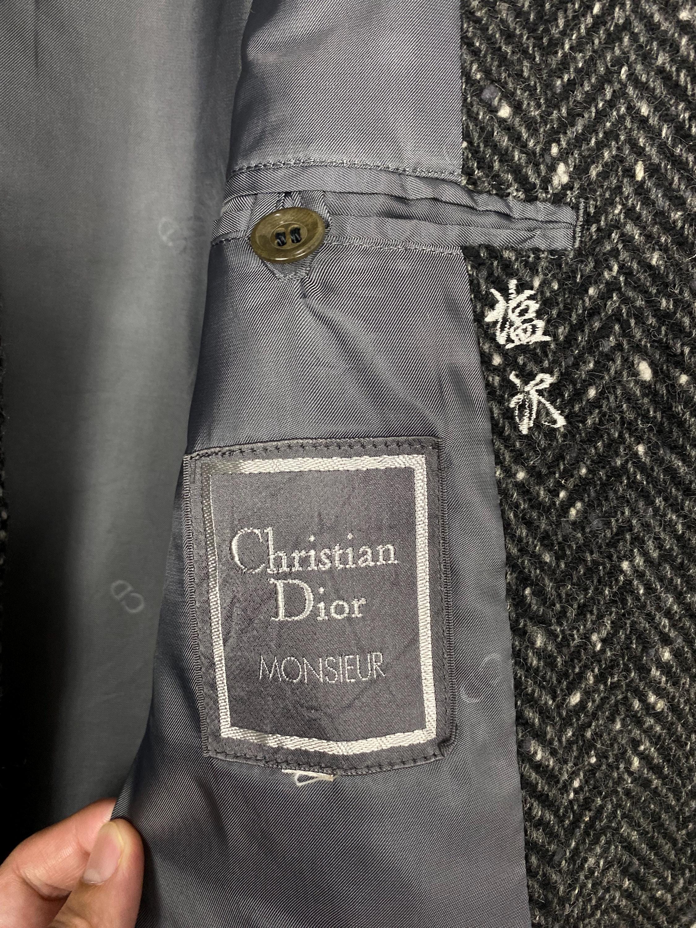 Very Rare Vintage Christian Dior Monsieur Herringbone Wool Coat