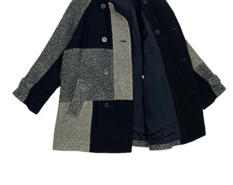 Vintage Comme Des Garcons Tricot Patchwork Wool Coat Made in Japan