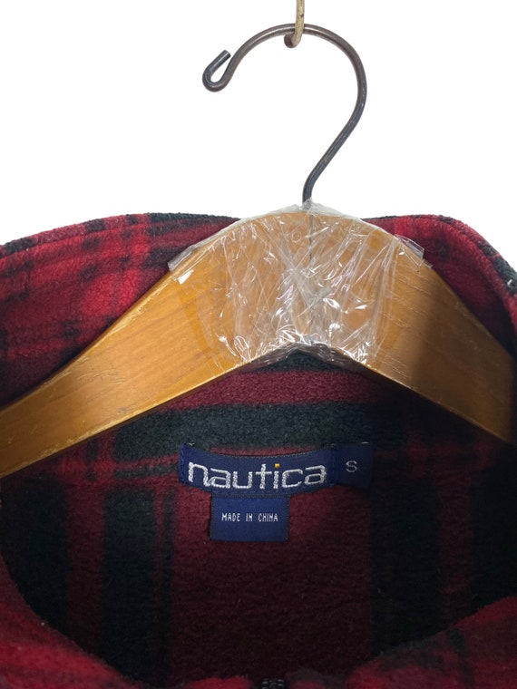 Vintage Nautica Tartan Fleece Small Logo Men’s Sm… - image 4