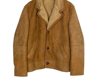 Vintage Schott Suede Leather Sherling Jacket Made in Usa Men’s Medium Size Rare