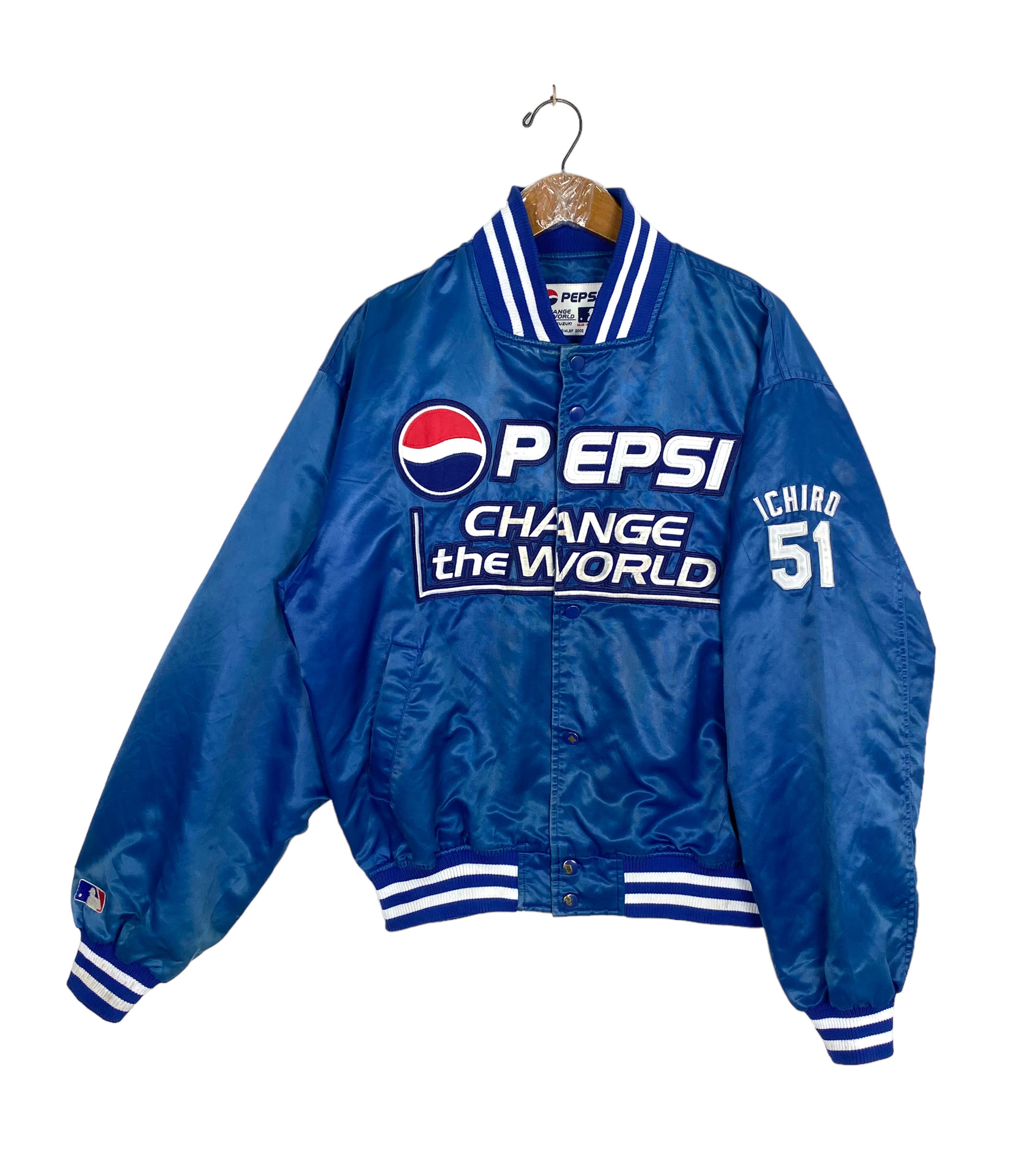 Vintage MLB Pepsi Ichiro Suzuki 51 Bomber Jacket Embroidery Vintage MLB Pepsi Ichiro Suzuki 51 Bomber Jacket Embroidery