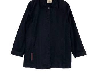 Jaqueta vintage Prada Milano de veludo com penas de pato e botões, fabricada na Itália, tamanho G masculino, rara.