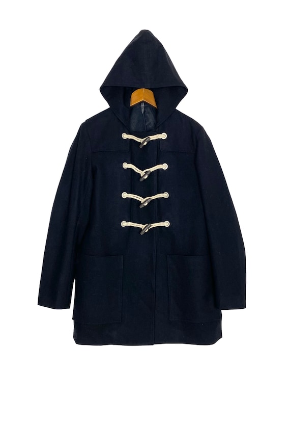 Vintage Dior Homme Duffle Wool Coat With Hood Black Made in Vintage Dior Homme Duffle Wool Coat With Hood Black Made in