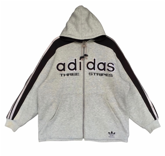 Vintage 90er Jahre Adidas Trefoil Hoodie gesticktes Big Logo Herren GroBe GroBe Made in Japan Retro Streetwear Sportbekleidung Etsy