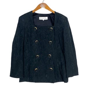Vintage Christian Dior Collarless Double Breasted Blazer women’s Medium Size Rare