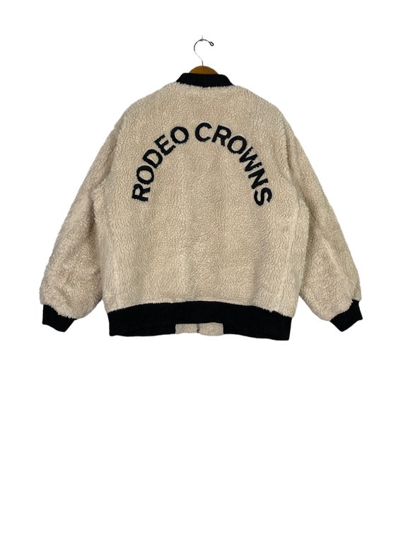 Vintage Rodeo Crowns Sherpa Jacket Embroidery Spell Out Big Logo
