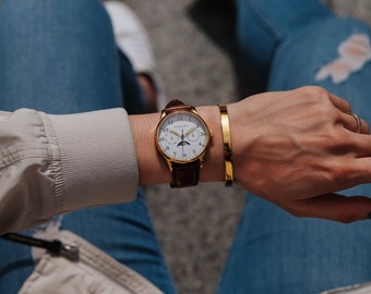 Pirate's Gold | Gold Women's Watch 36mm - Brown Tanned Strap