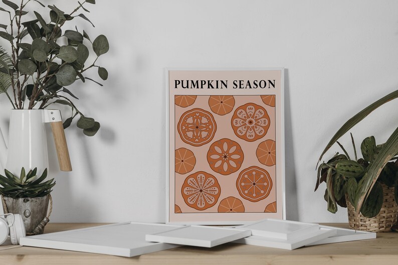 Printable Folk Art Pumpkin Season Patterns Fall Autumn Etsy