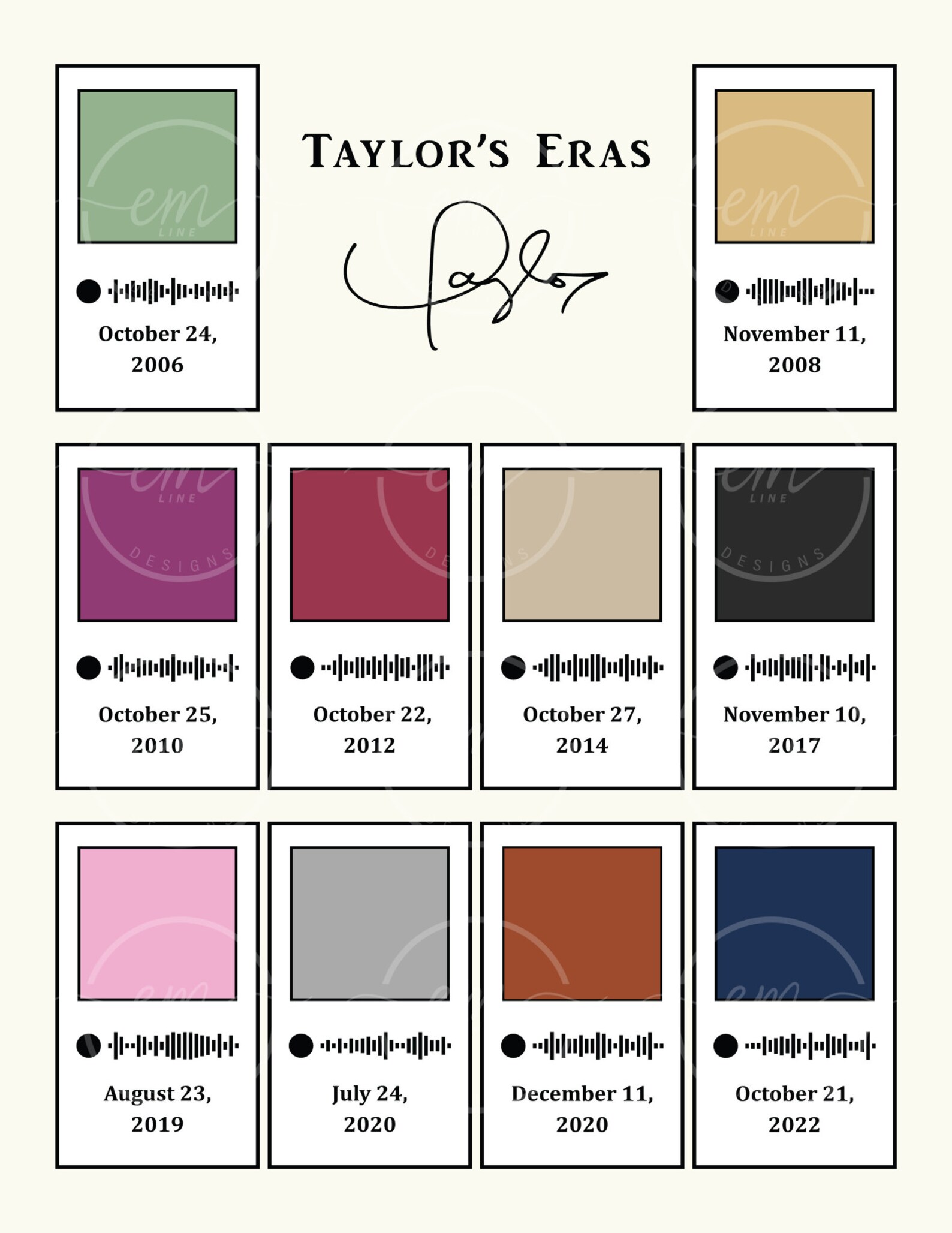 eras tour poster color codes