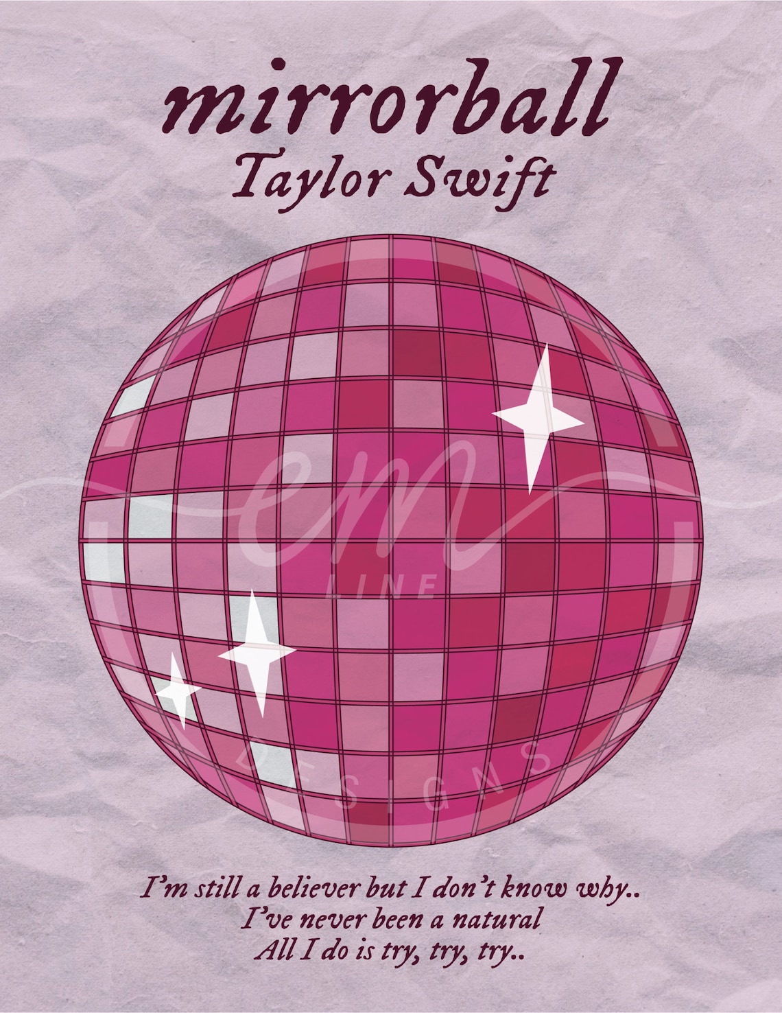 Printable Mirrorball i've Never Been a Natural All I Etsy