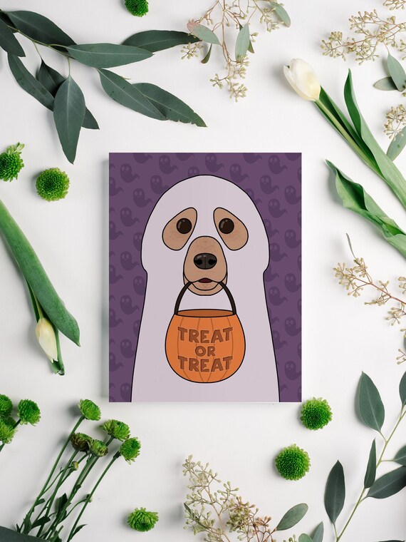 Printable Halloween Dog Ghost Costume & Pattern Background Etsy