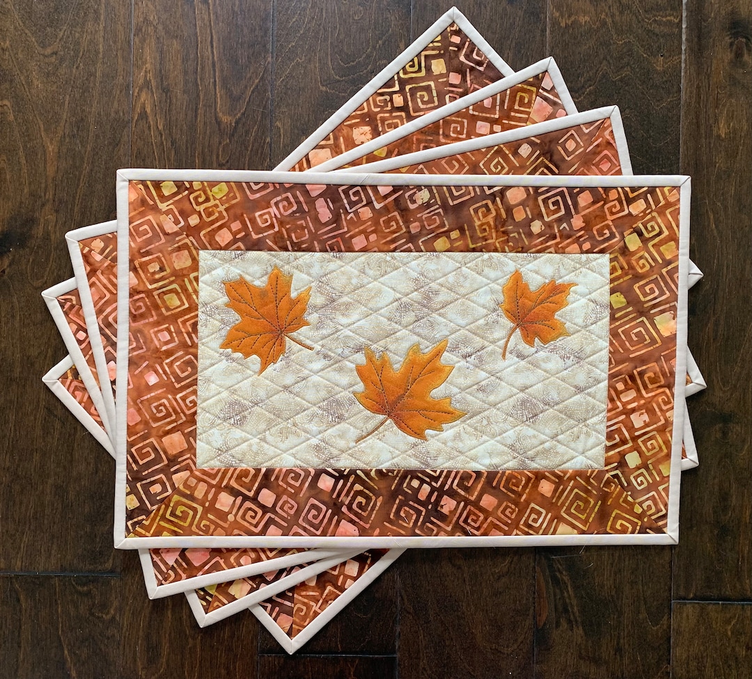 Four Quilted Fall Placemats Autumn Home Decor Place Etsy