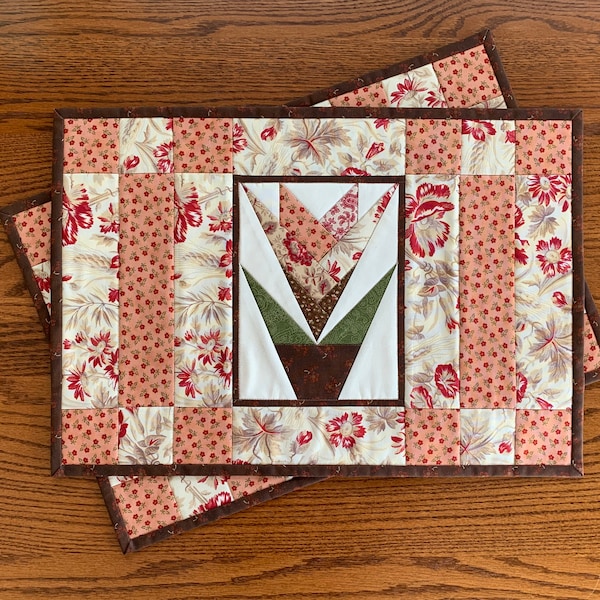 Red Floral Placemat Etsy