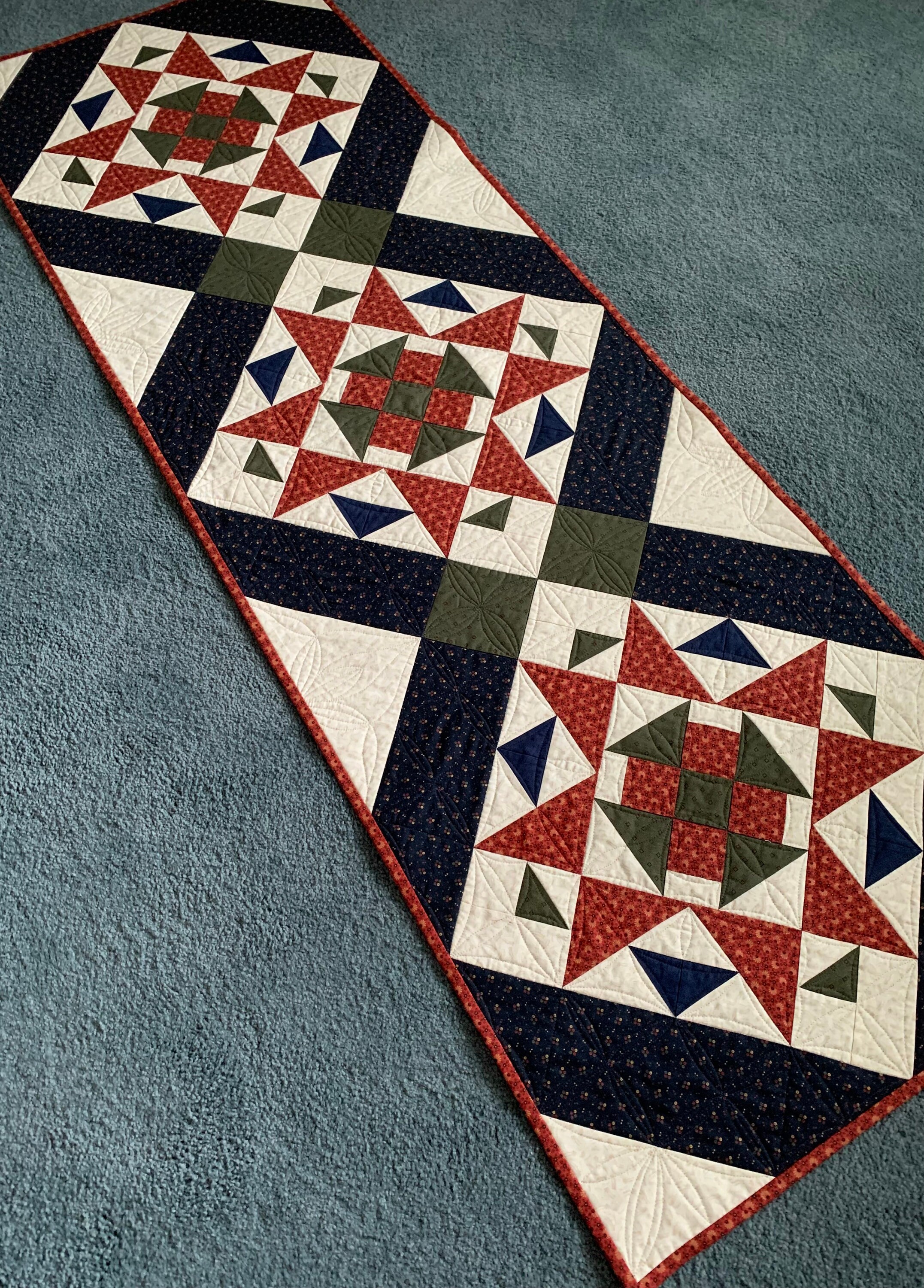 Red And Blue Sky XR2504003CL Quilted Table Runner