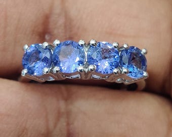 Dainty Tanzanite Ring: Round Cut Sterling Silver, Boho Style