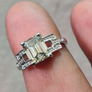925 Sterling Silber - Natürliche grüne Amythen * 7x5 mm geschliffener Edelstein - Handgemachter Silberring - Alle Größen verfügbar