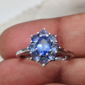 Sterling Silver Tanzanite Cluster Ring: Handmade Gemstone Jewelry