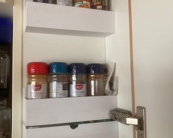 ヴィンテージの木製スパイスキャビネット、引き出し付きアンティーク