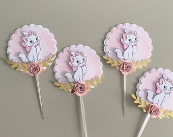 Aristocats cupcake toppers, birthday cupcake topper, cats cake topper, Aristocats cake decor, cupcake decorations, cupcake toppers