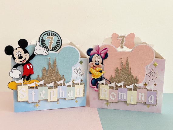 Minnie Mouse personalise gift box, Mickey Mouse favour box, Pink Minnie party bag, Mickey Mouse party favour box, blue Mickey Mouse box